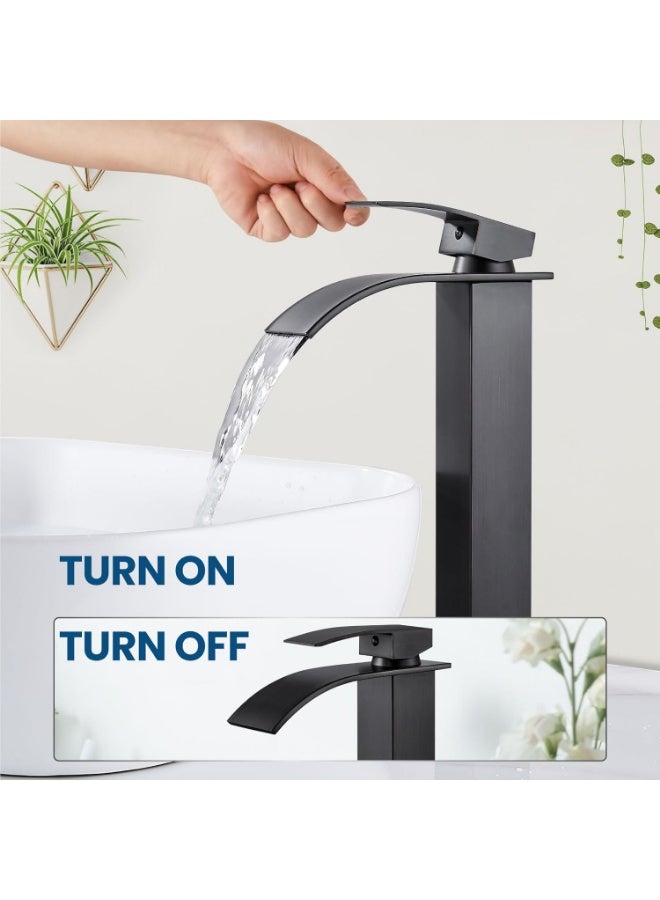 واي دي صنبور حوض حمام عصري بفوهة شلال، خلاط ذو مقبض واحد عالي القوس، سهل التركيب، مصنوع من النحاس المتين، مثالي لأحواض الحمام، ترقية عصرية للحمام - Image 5